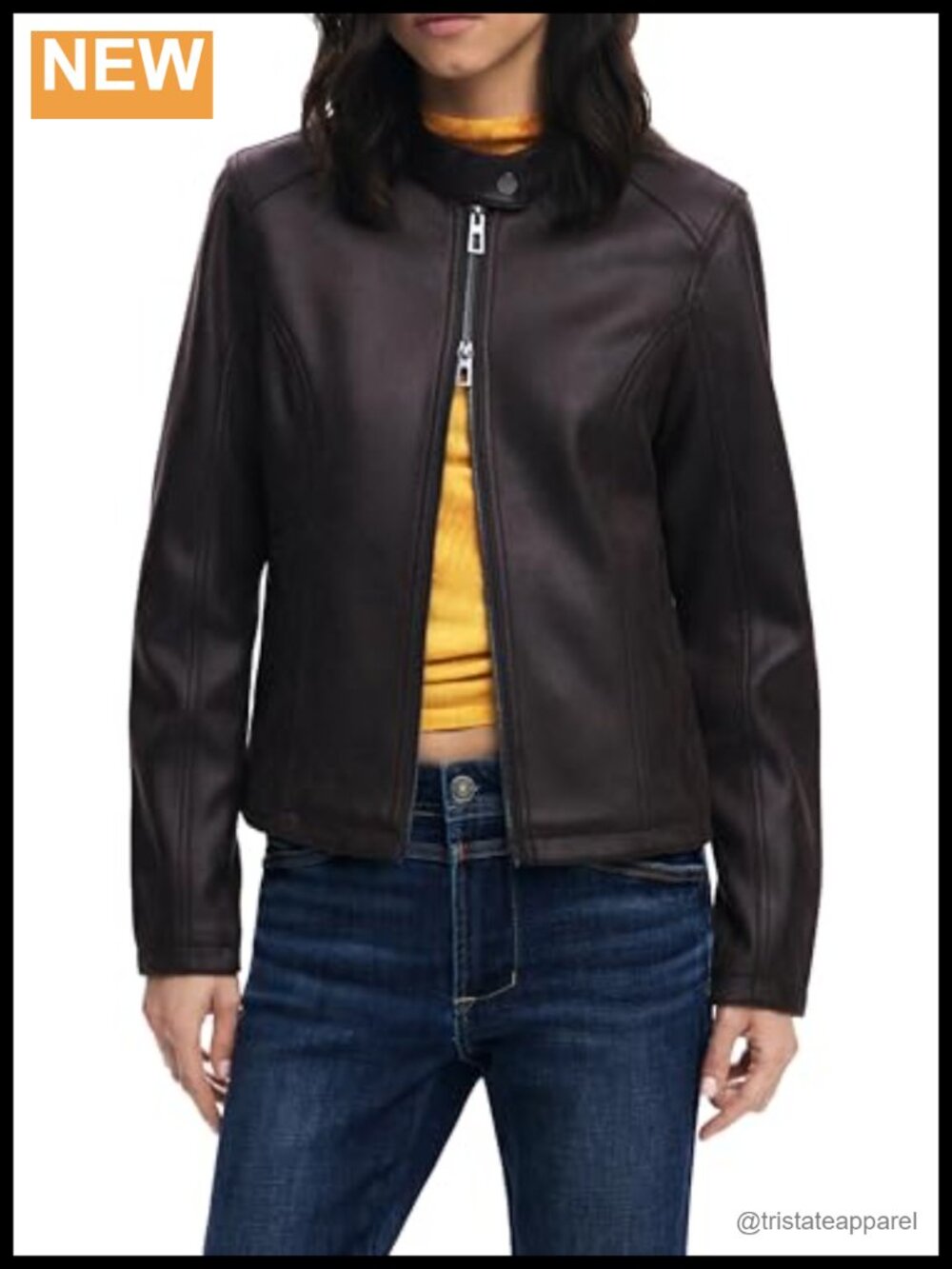 Woven PU Trench Coat Long Sleeve Zip Closure Fall